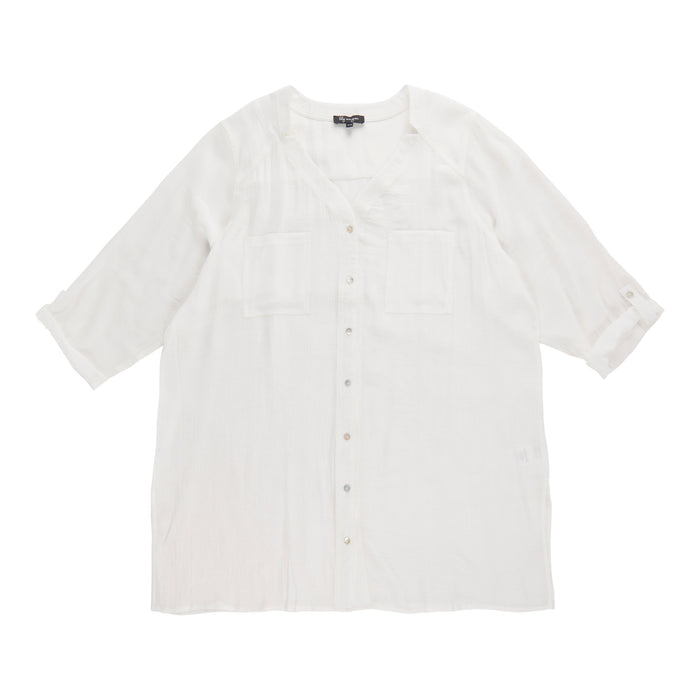 Blouse tunique à manches 3/4 taille plus lily morgan pour femmes