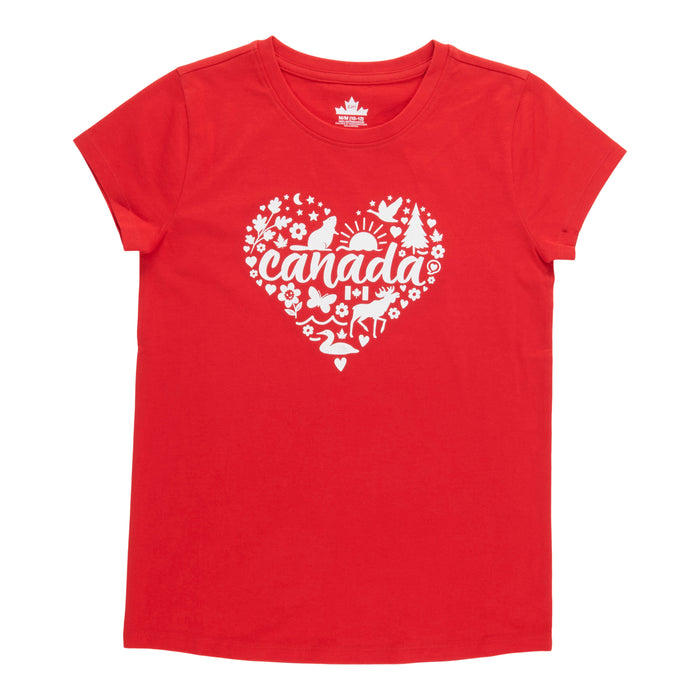 T-shirt imprimé à manches courtes Canada EH! pour filles