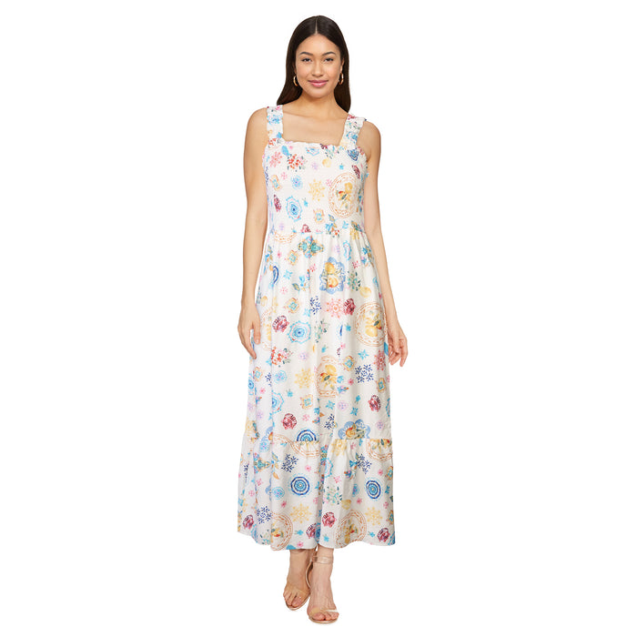 mySTYLE Women's Smocked Tiered Midi Dress