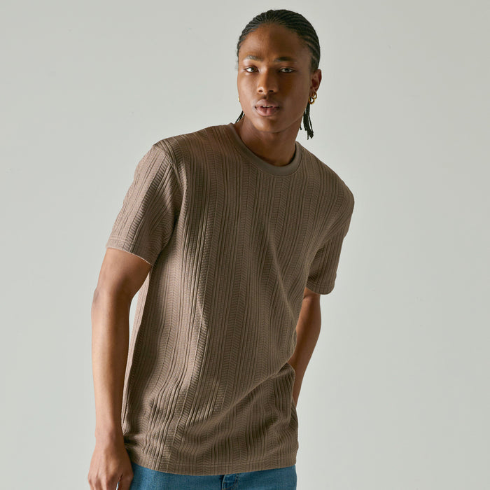 T-shirt texturé à col rond de coupe carrée Modern Ridge pour hommes