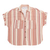 mySTYLE Women's Short Sleeve Striped Linen Shirt