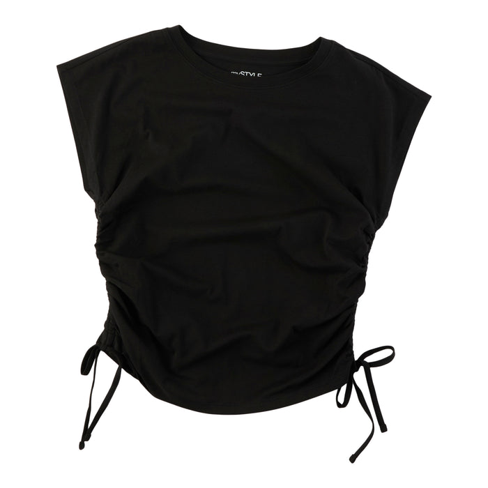 mySTYLE Women's Ruched Crew Neck Tee