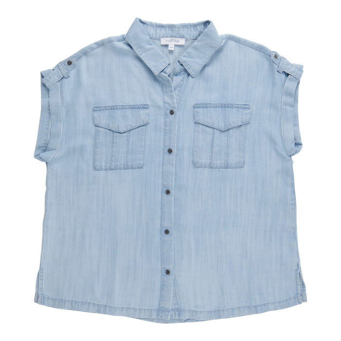 Chemise en denim à manches courtes mySTYLE pour femmes