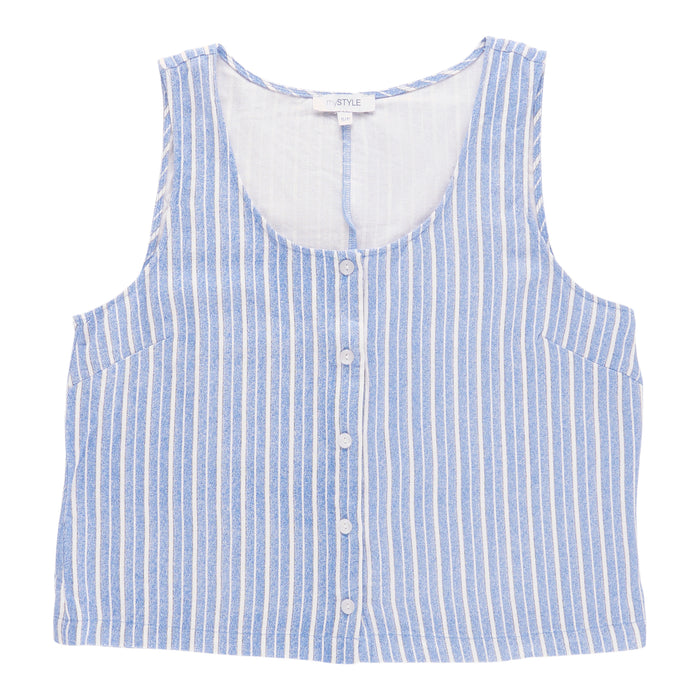 mySTYLE Women's Striped Linen Sleeveless Top