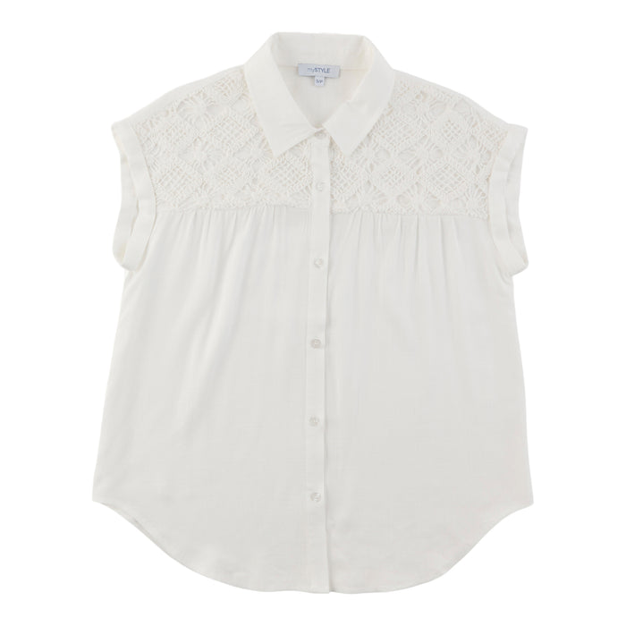 mySTYLE Women’s Crochet Yoke Blouse