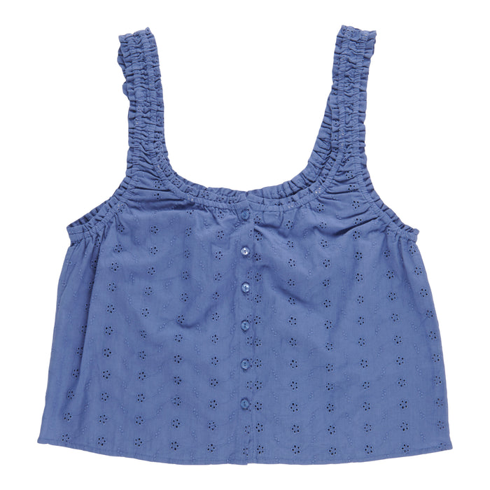 mySTYLE Women's Eyelet Button Front Top