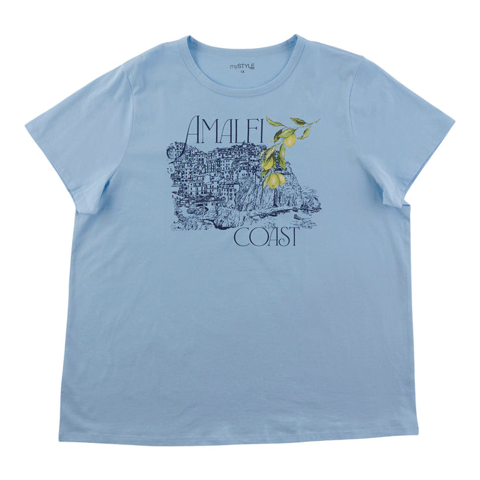 mySTYLE Women's Plus Short Sleeve Graphic Tee