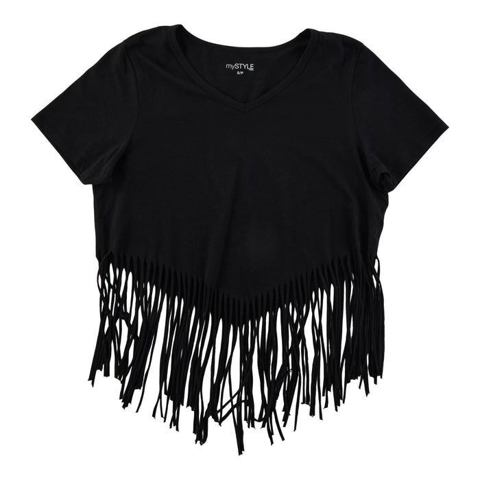 mySTYLE Women's V-Neck Fringe Tee