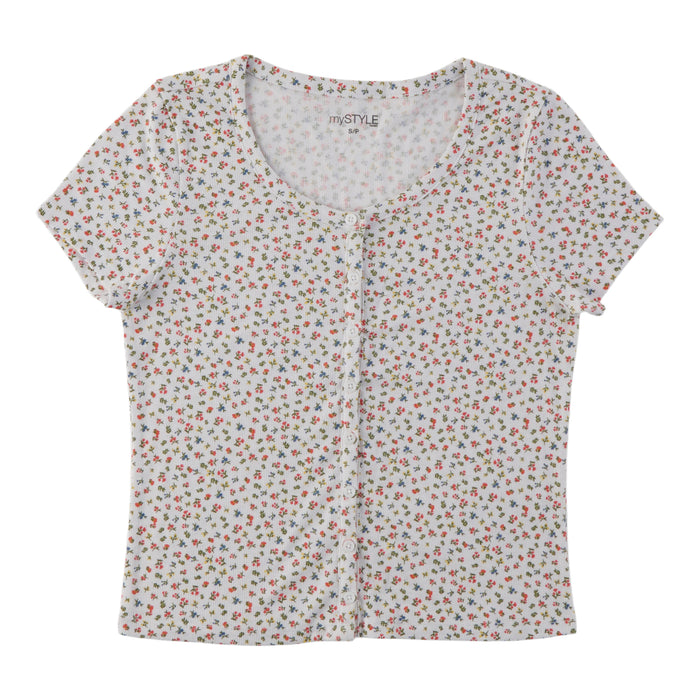 mySTYLE Women's Button Front Tee