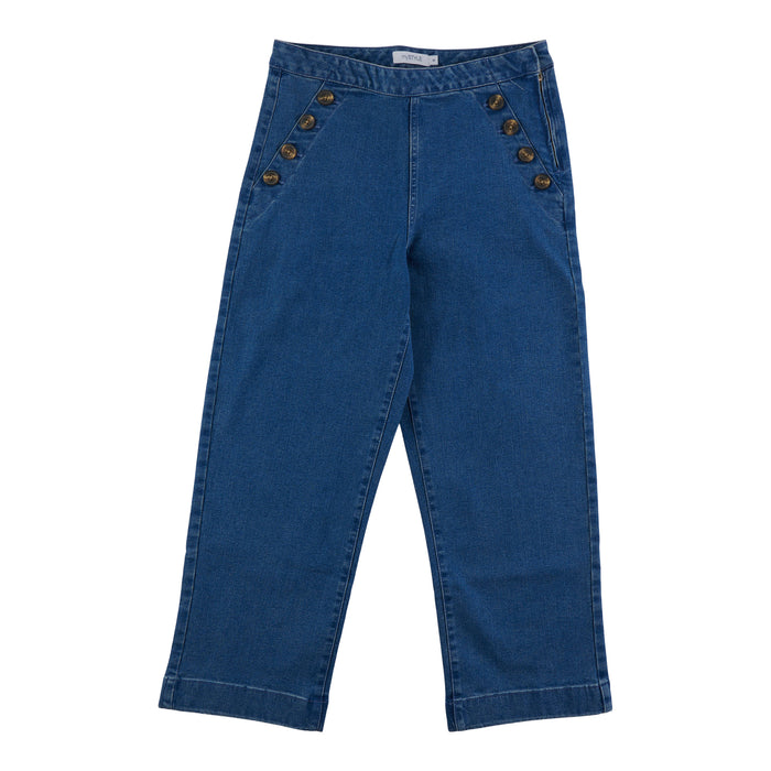 mySTYLE Women's French Riviera Sailor Button Denim Pants