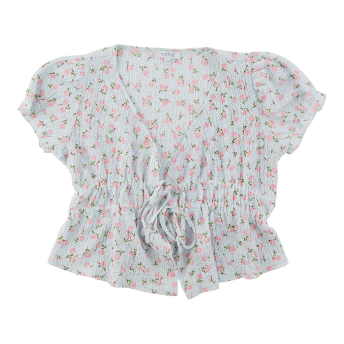 mySTYLE Women's V-Neck Crinkle Blouse
