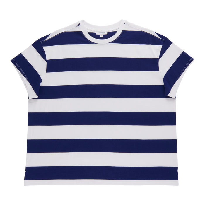 mySTYLE Women's Plus Stripe Boxy Tee