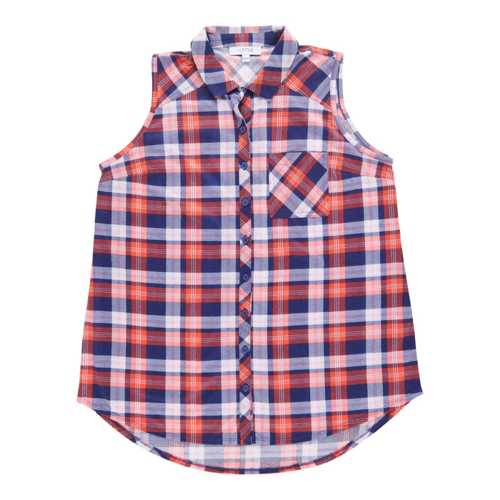 Chemise à carreaux sans manches mySTYLE pour femmes