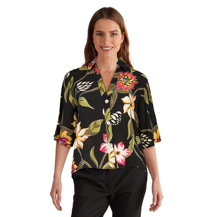 lily morgan Women's Printed Crinkle Knit Blouse