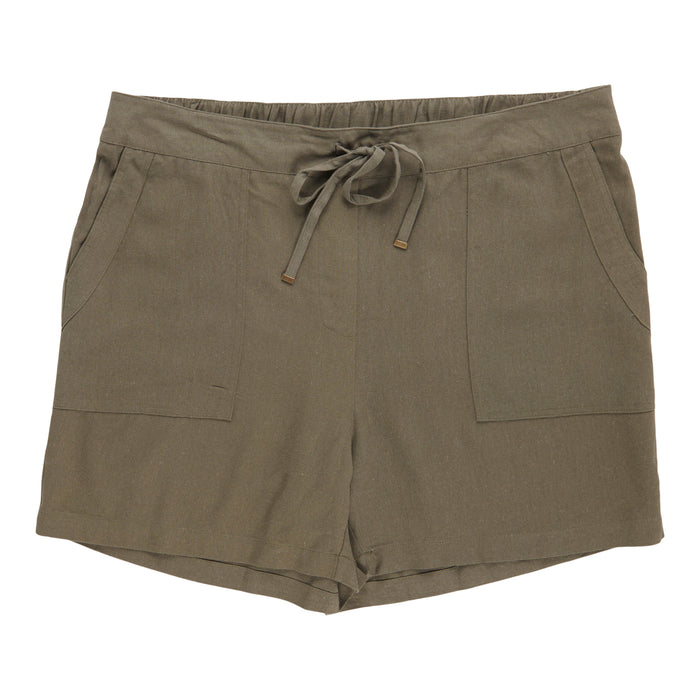 mySTYLE Women's Plus Solid Linen Pull-On Shorts