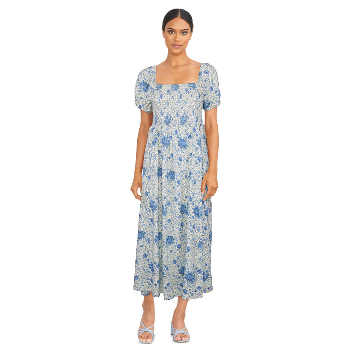 mySTYLE Women's Smocked Puff Sleeve Midi Dress