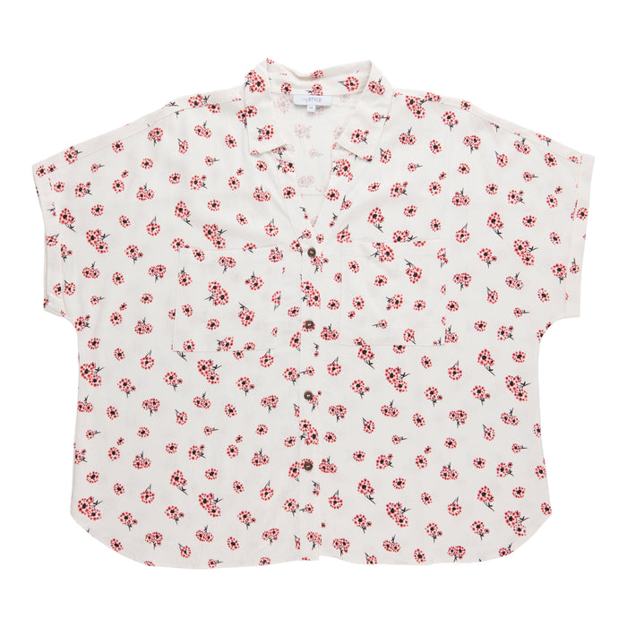 Chemise en lin à manches courtes avec imprimé mySTYLE taille plus pour femmes