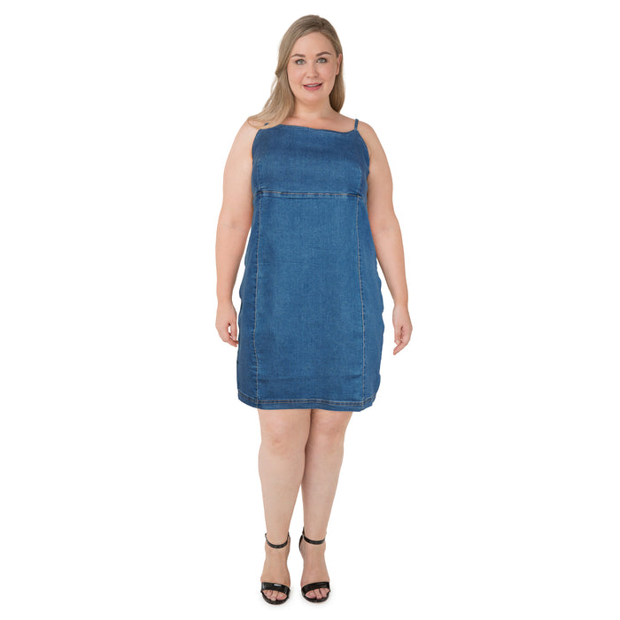 mySTYLE Women's Plus Short Denim Dress