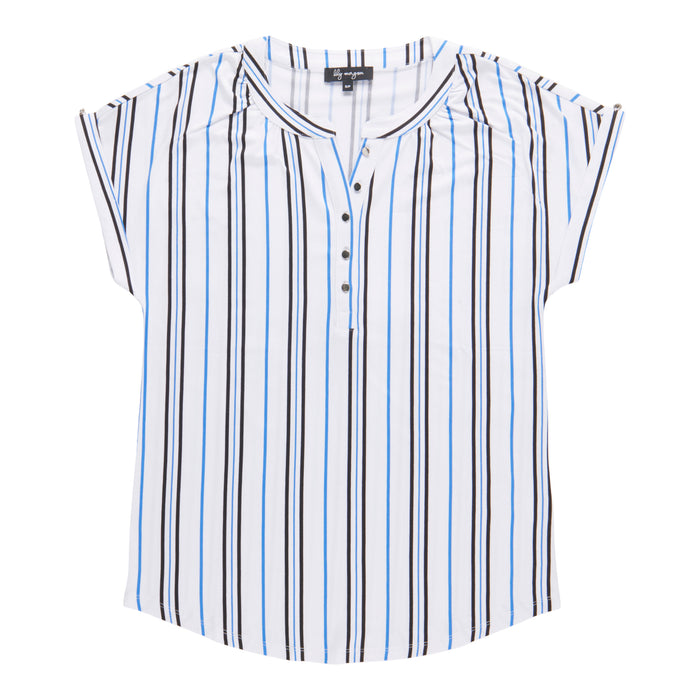lily morgan Women's Top with Button Sleeve Detail