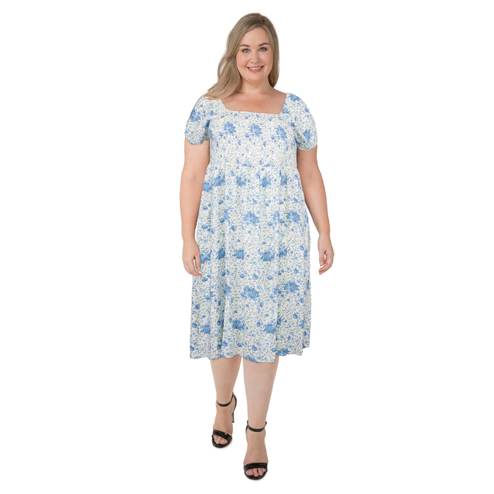 Robe mini avec manches bouffantes à smocks taille plus mySTYLE pour femmes