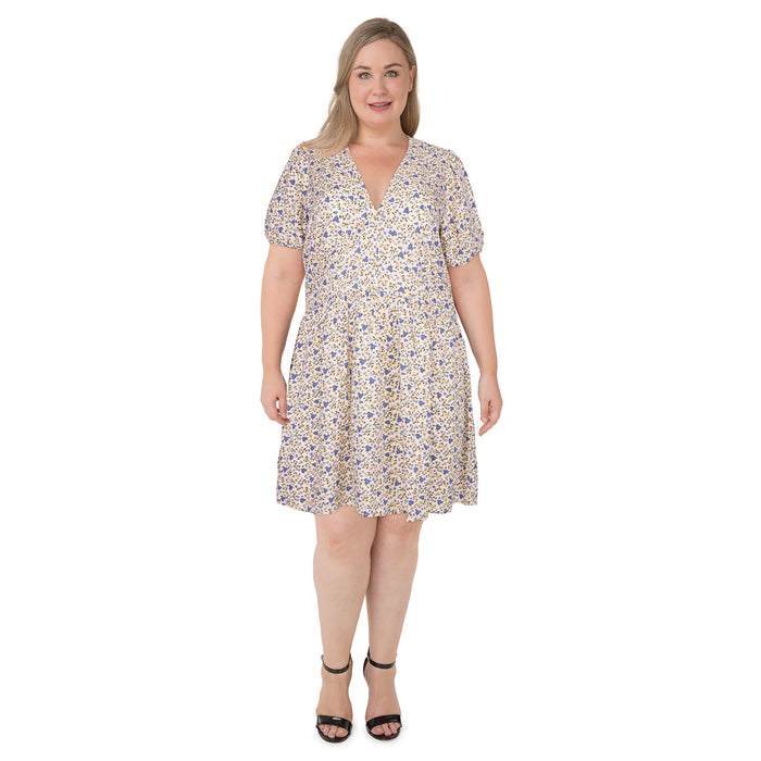 mySTYLE Women’s Plus Short Puff Sleeve Dress