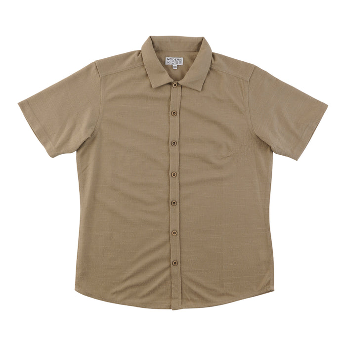 Modern Ridge Men's Short Sleeve Textured Button-Up Shirt