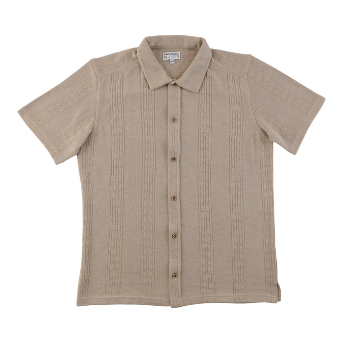 Modern Ridge Men's Short Sleeve Knit Button-Up Shirt