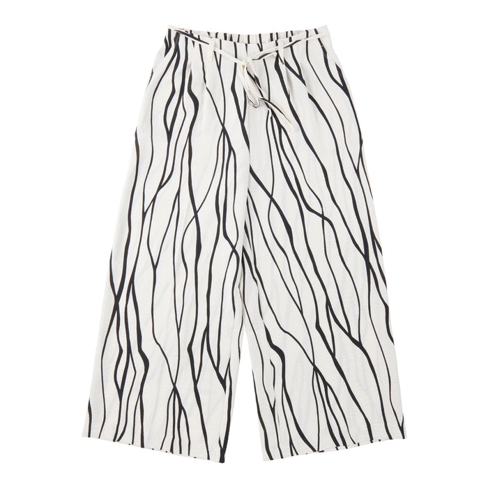 Pantalon écourté imprimé avec ceinture à jambe large lily morgan pour femmes