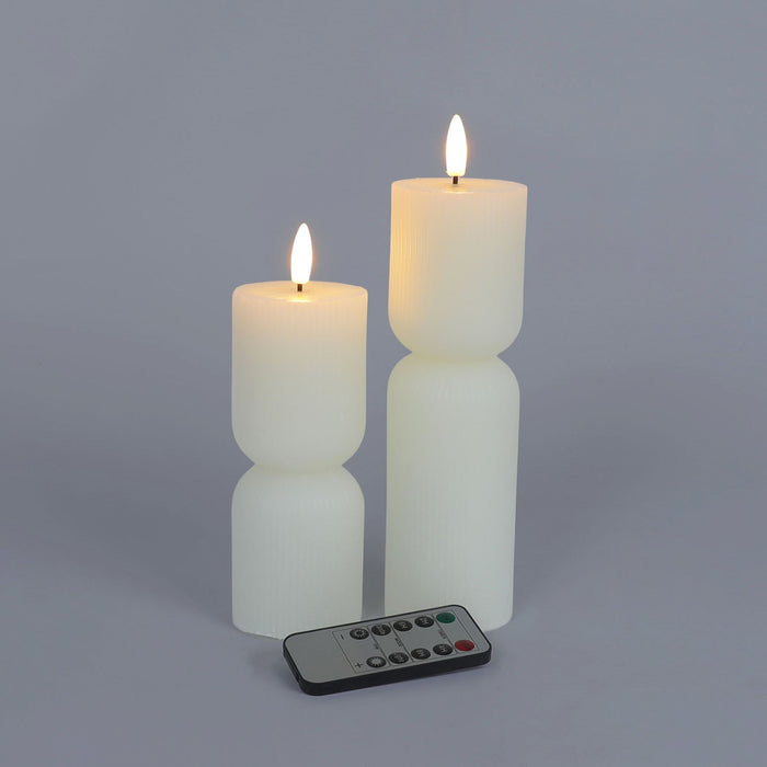 HomeStyles Ribbed LED Candles With Remote, 2 Pack
