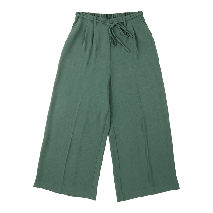 lily morgan Women's Solid Cropped Wide-Leg Belted Pants