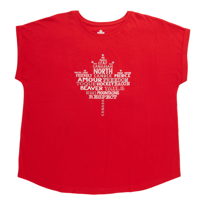 T-shirt brillant à motif du Canada taille plus pour femme