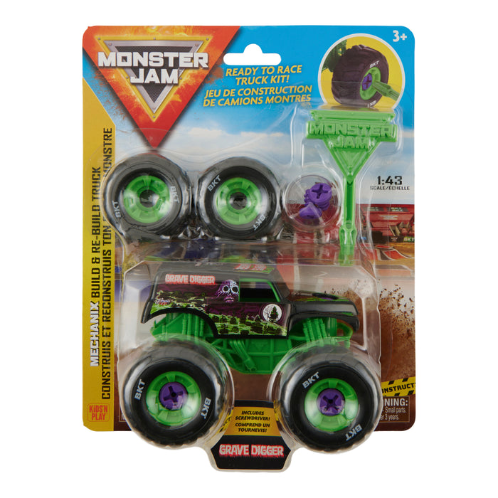 Camion à construire et à reconstruire à l’échelle 1:43 Mechanix Monster Jam, Grave Digger
