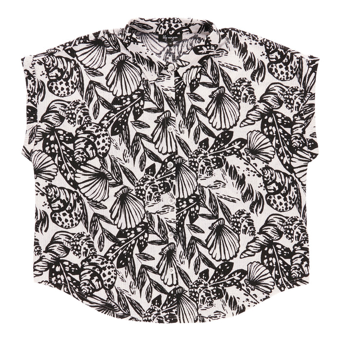 lily morgan Women's Plus Printed Crinkle Blouse