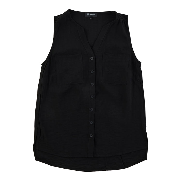 Blouse sans manches en lin soyeux de couleur unie lily morgan pour femmes