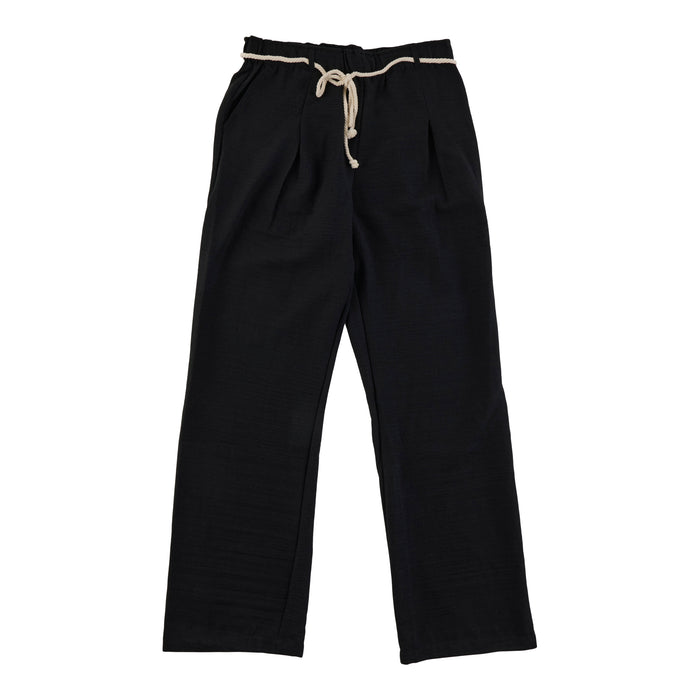 Pantalon de couleur unie à jambe large avec ceinture en corde lily morgan pour femmes