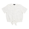 Blouse d’aspect lin à manches courtes de couleur unie lily morgan pour femmes