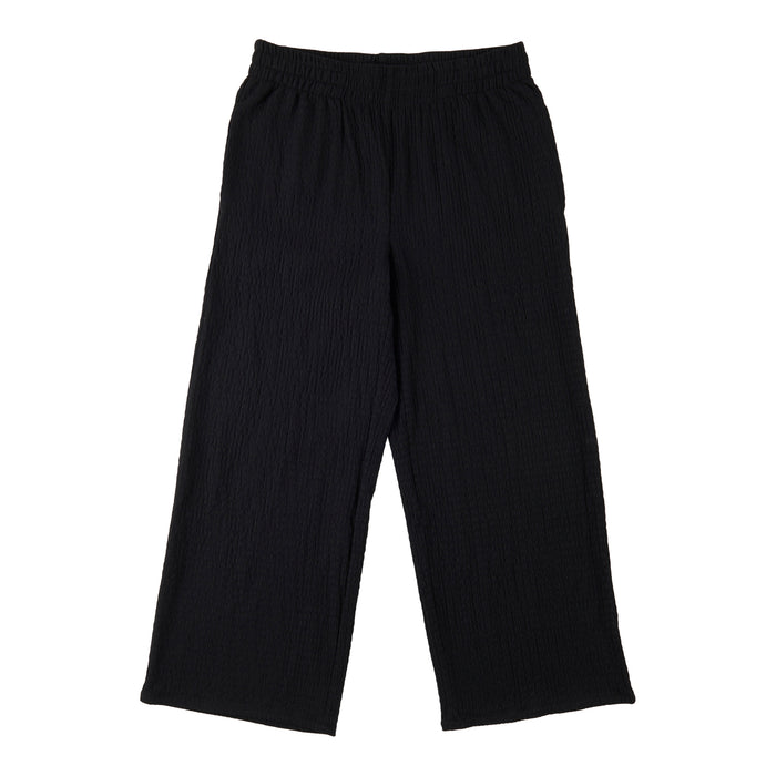 lily morgan Women's Solid Crinkle Wide-Leg Cropped Pants