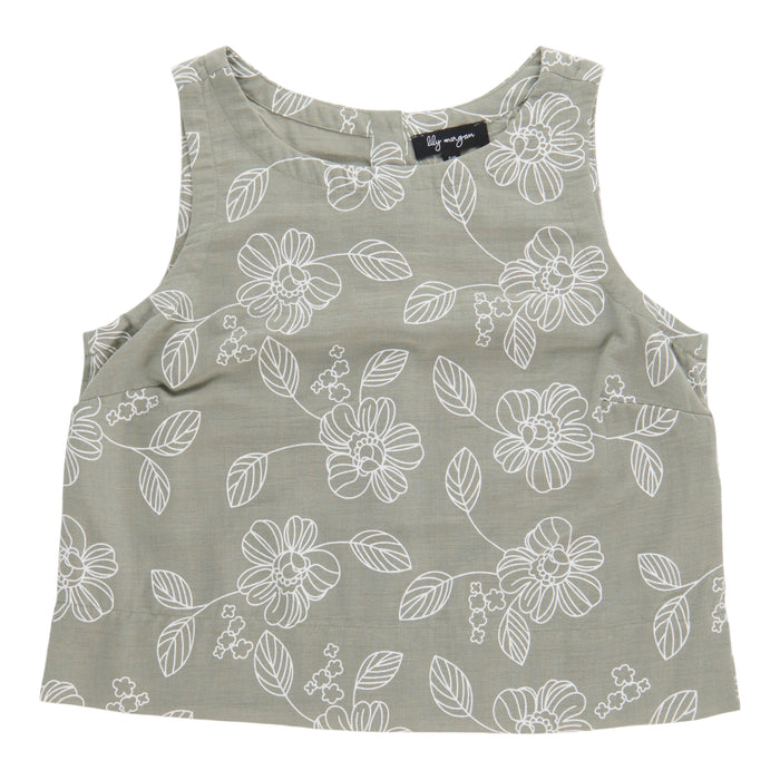 Blouse imprimée sans manches d’aspect lin lily morgan pour femmes