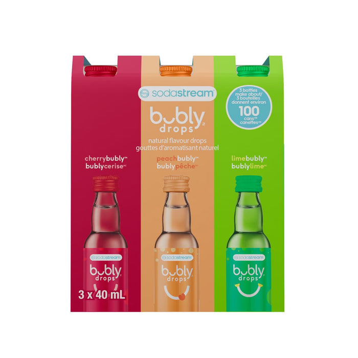 SodaStream bubly Variety Pack Drink Mix – Lime, Cherry & Peach, 3-Pack