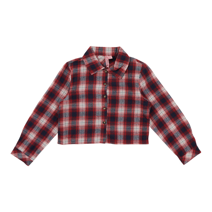 Chemise en flanelle à carreaux et à manches longues pour filles