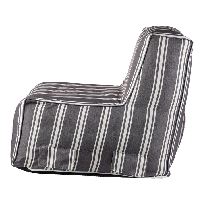 Inflatable Outdoor Lounger, Grey-Stripe, 31.5-in x 27.5-in x 27.5-in.