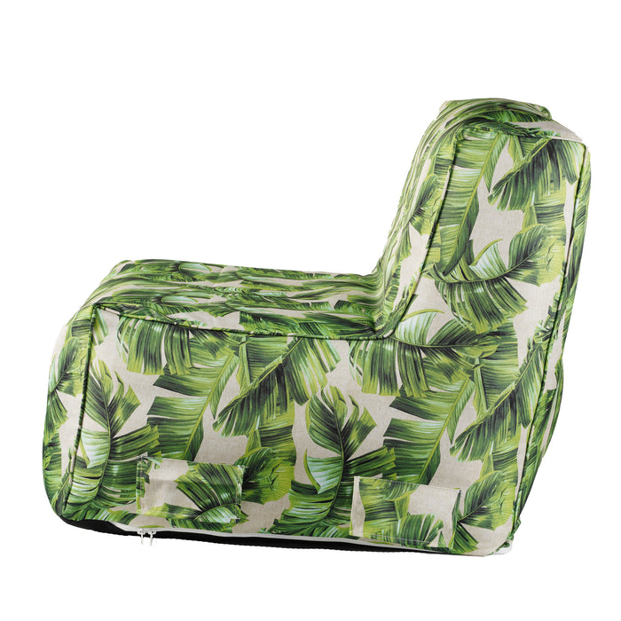 Inflatable Outdoor Lounger, Green/Leaf, 31.5-in x 27.5-in x 27.5-in.