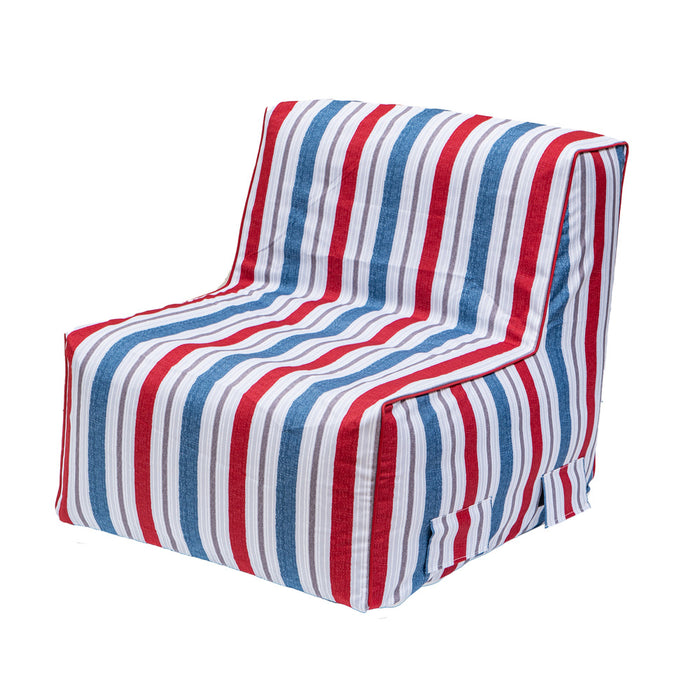 Inflatable Outdoor Lounger, Red/Navy, 31.5-in x 27.5-in x 27.5-in.