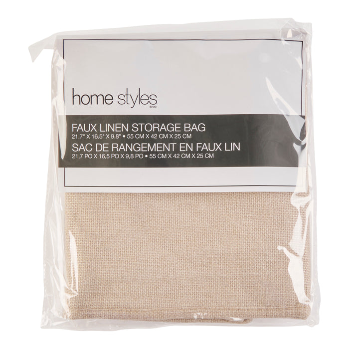 Sac de rangement d'aspect lin HomeStyles, beige, 21,5 po x 16,5 po x 10 po