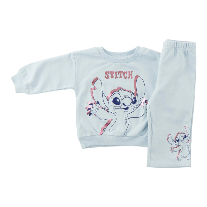 Ensemble en molleton à manches longues Stitch sous licence pour bébés filles - 2 pièces, 12 à 24 mois