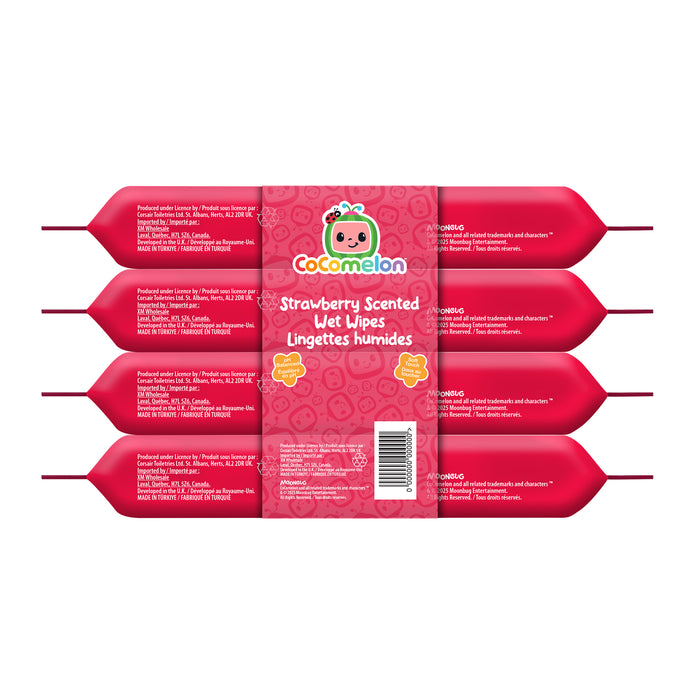Cocomelon Strawberry Scented Wet Wipes, 4-Pack
