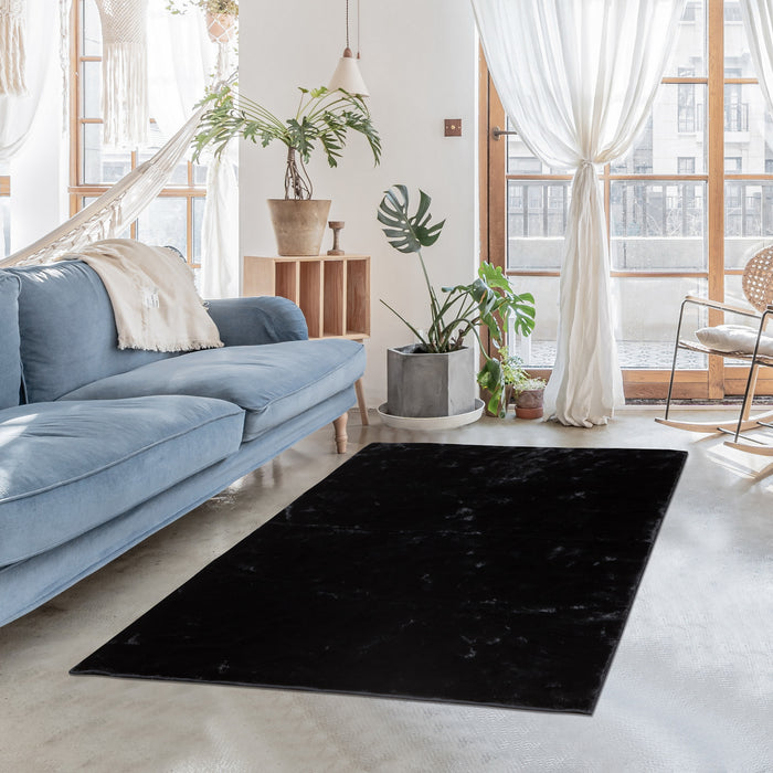 Tapis en similifourrure de lapin, 4 pi x 6 pi