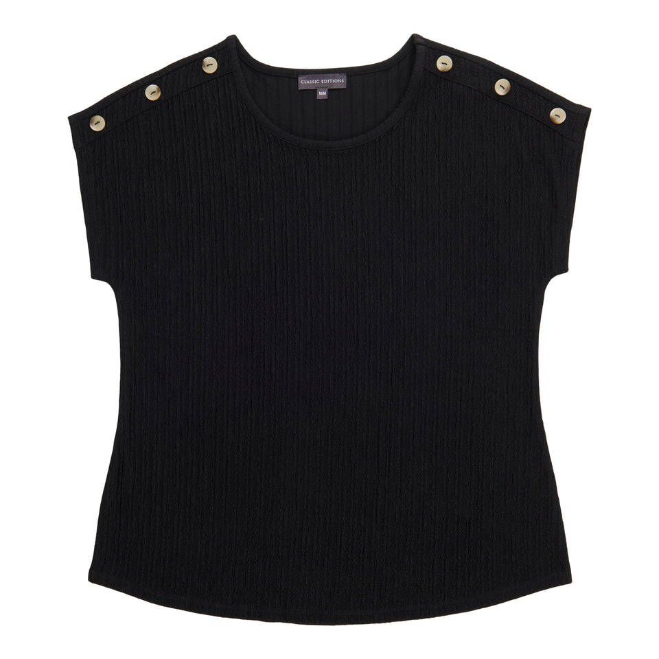 Classic Editions Women's Drop Shoulder Top with Button Detailing