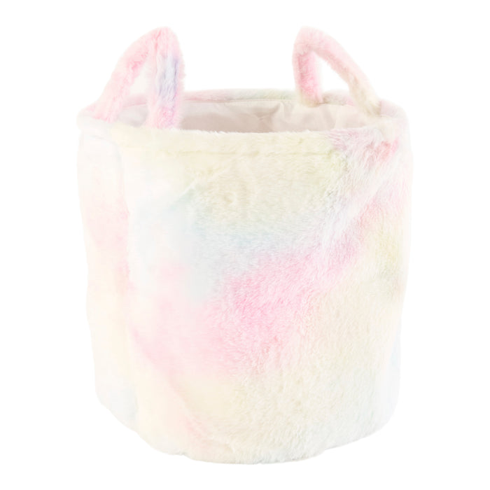 HomeStyles Tie-Dye Faux Fur Tote, 12-in x 12-in.