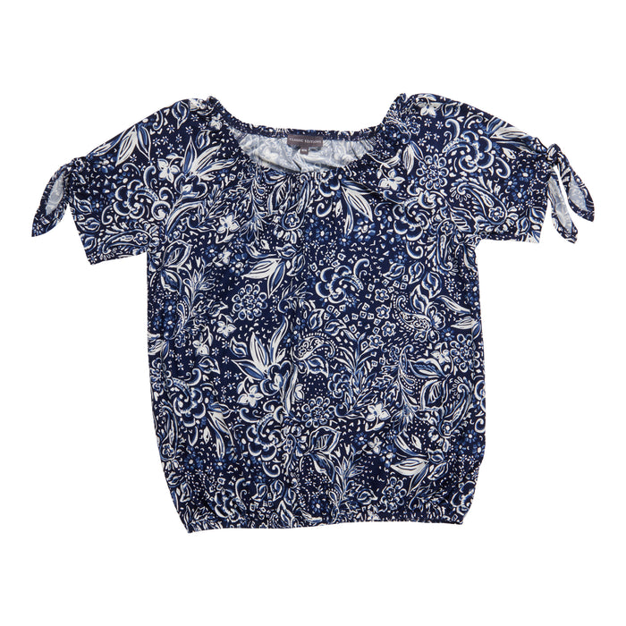 Classic Editions Women's Short Sleeve Puff Print Top